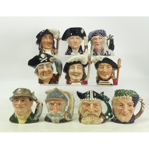 190 - Royal Doulton Character Jugs to include Long John Silver, The Angler D6866, Don Quixote D6460, Vikin... 
