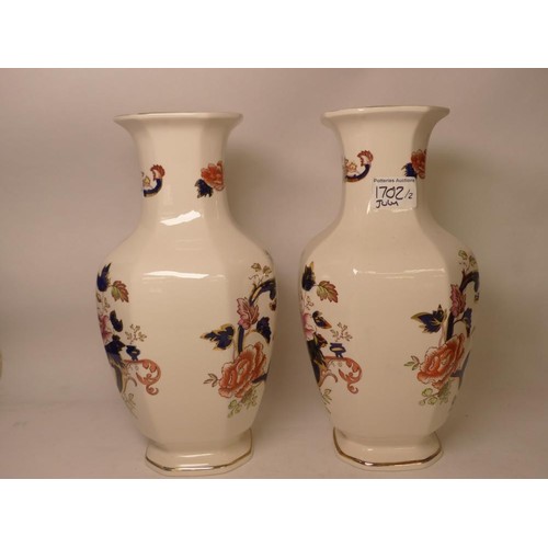 217 - A pair of Masons blue Mandalay vases height 31cm (2)
