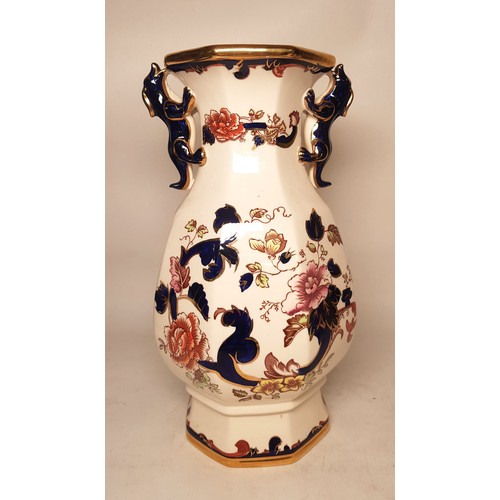 181 - A large Masons blue Mandalay twin handled vase, height 31.5cm.