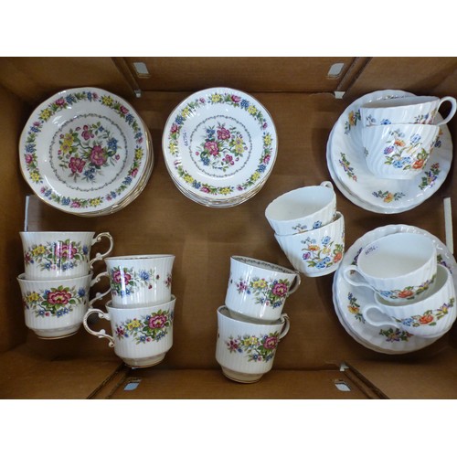Aynsley set of six tea cups and saucers in the Cottage Garden pattern ...