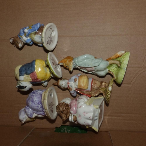 213 - Royal Albert Beatrix Potter figures Foxy Whiskered Gentleman, Peter the Postbag, Mrs Tiggy Winkle Ta... 
