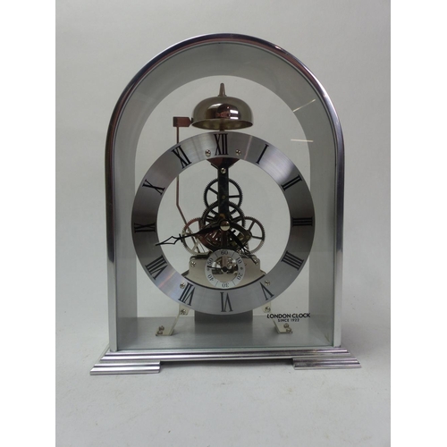 292 - London Clock since 1922 Silver style Arched Mantel clock (not checked) 22cm tall x 16cm wide