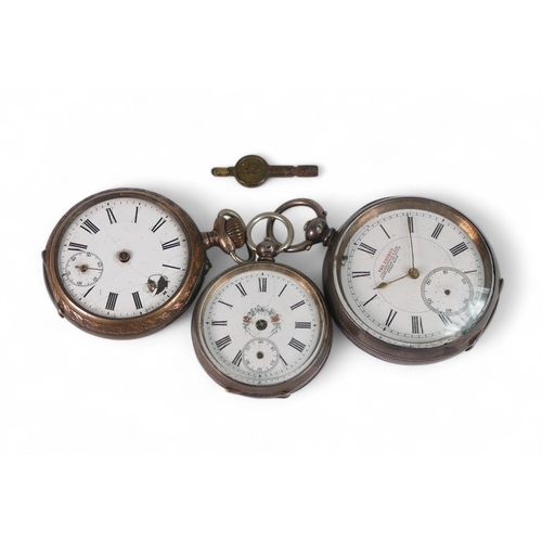 705 - Three Silver cased pocket watches, all in need of repair. (3)