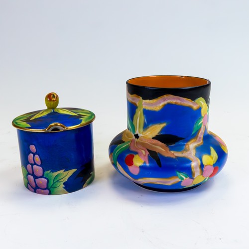 296 - Carlton Ware Handcraft squat vase, decorated in the Stellata design, h.10cm and Handcraft preserve j... 