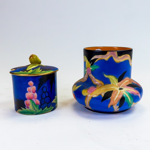 296 - Carlton Ware Handcraft squat vase, decorated in the Stellata design, h.10cm and Handcraft preserve j... 