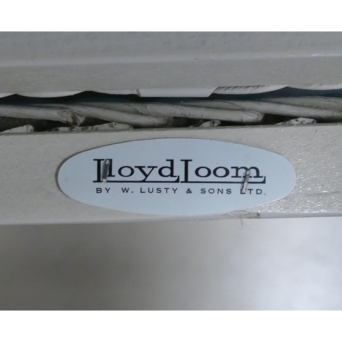 650 - Lloyd Loom glass topped Laundry Basket by W. Lusty & Sons Ltd, white with original label. Measures 5... 
