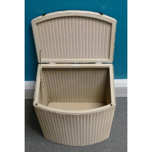 650 - Lloyd Loom glass topped Laundry Basket by W. Lusty & Sons Ltd, white with original label. Measures 5... 
