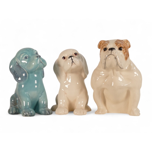 115 - Beswick Sitting Spaniels model no:- 454, two colourways, blue and white together with Sitting Britis... 
