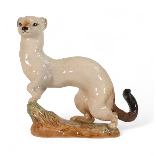117 - Beswick figure of a Stoat (In Winter Coat) model number 1021 designed by Arthur Gredington in white ... 