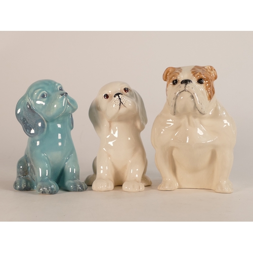 115 - Beswick Sitting Spaniels model no:- 454, two colourways, blue and white together with Sitting Britis... 