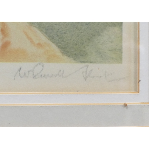 555 - William Russell Flint: a framed and pencil signed artist's print of four Mediterranean ladies social... 