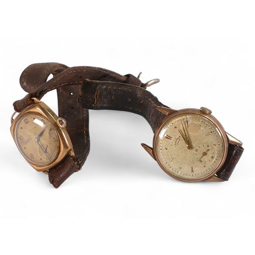 744 - 9ct gold J Benson 1940/50s gents wristwatch together with 9ct gold Mappin 1950s watch, presentation ... 