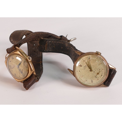 744 - 9ct gold J Benson 1940/50s gents wristwatch together with 9ct gold Mappin 1950s watch, presentation ... 