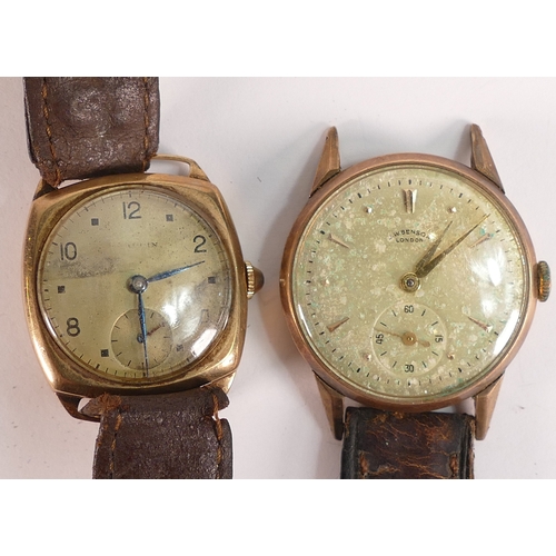 744 - 9ct gold J Benson 1940/50s gents wristwatch together with 9ct gold Mappin 1950s watch, presentation ... 