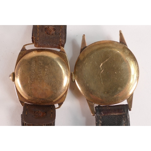 744 - 9ct gold J Benson 1940/50s gents wristwatch together with 9ct gold Mappin 1950s watch, presentation ... 