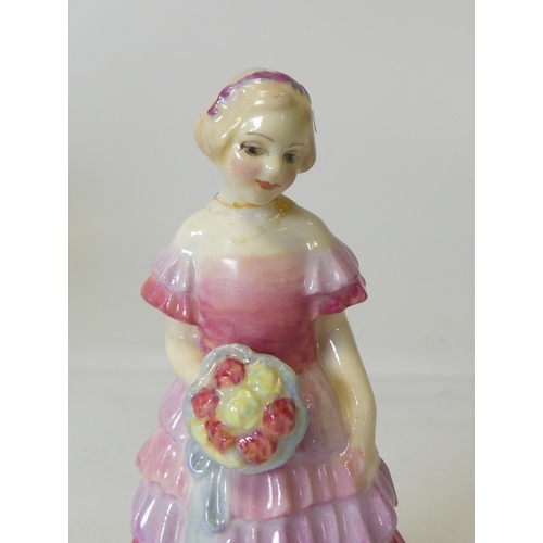 58 - Royal Doulton early figures Jean HN1877, hairline cracks to shawl and miniature The Bridesmaid M30,n... 