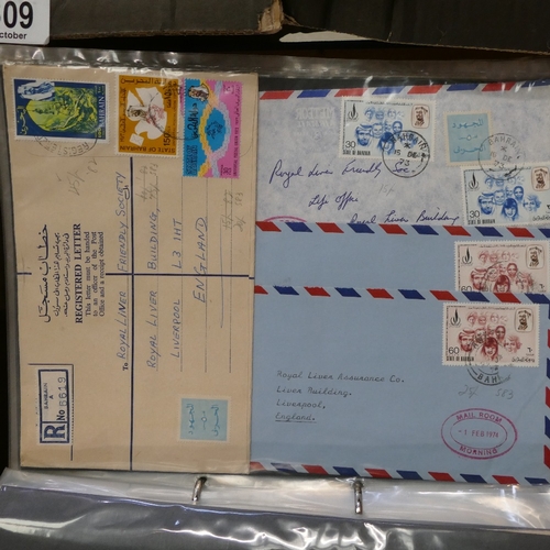 608 - 7 albums of world covers including a few UK., plus empty album