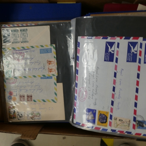 608 - 7 albums of world covers including a few UK., plus empty album