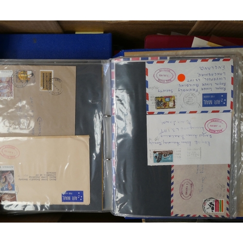 608 - 7 albums of world covers including a few UK., plus empty album