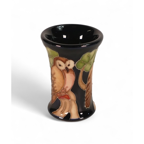 409 - Moorcroft The Owl Miniature Vase 158/2, Height 5cm.