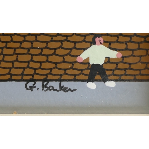 678 - Gordon Barker 'The Big Game On Saturday', signed, acrylic on paper. 33cm x 43cm Including The Frame.... 