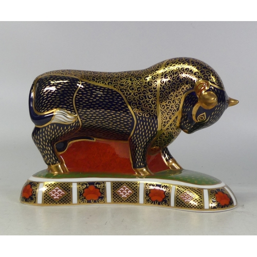 399 - Royal Crown Derby, Bull paperweight, no stopper.