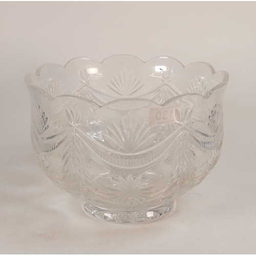 130 - Waterford Crystal scalloped edge centre bowl. (H: 20cm)