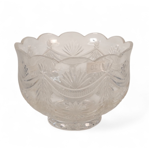 130 - Waterford Crystal scalloped edge centre bowl. (H: 20cm)
