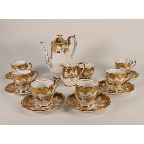 564 - Royal Albert 'Royalty' part coffee set to include coffee pot, sugar bowl, cream jug, six coffee cups... 