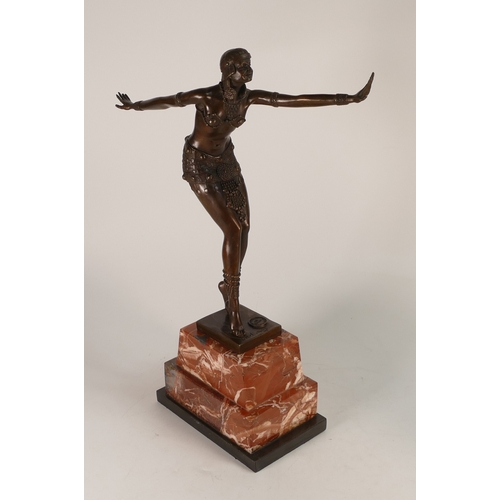 392 - A good bronze Art Deco reproduction figure of a Egyptian dancer 