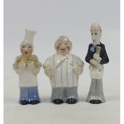 43 - Wade porcelain figures, Butcher, Baker & Candlestick Maker, classic trio from the English nursery rh... 