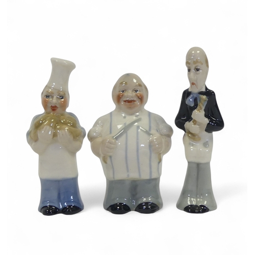 43 - Wade porcelain figures, Butcher, Baker & Candlestick Maker, classic trio from the English nursery rh... 