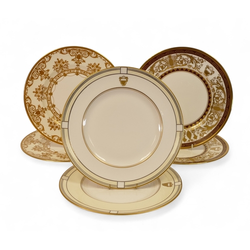 598 - De Lamerie Fine Bone China, a selection of heavily gilt plates in various colourways & designs. Made... 