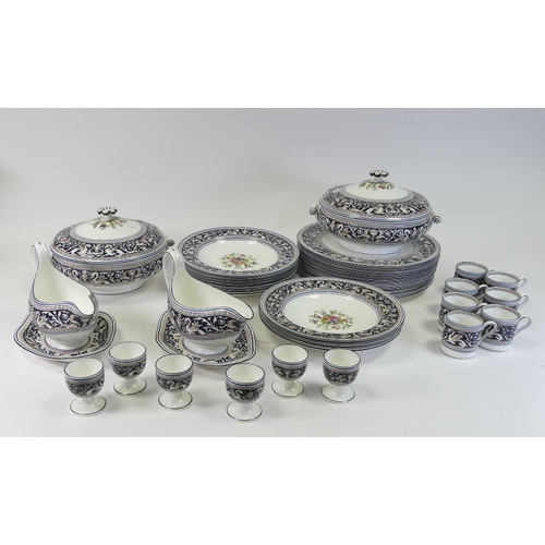 544 - An Extensive Wedgwood dark blue Florentine dinner, tea and coffee set, comprising large oval platter... 