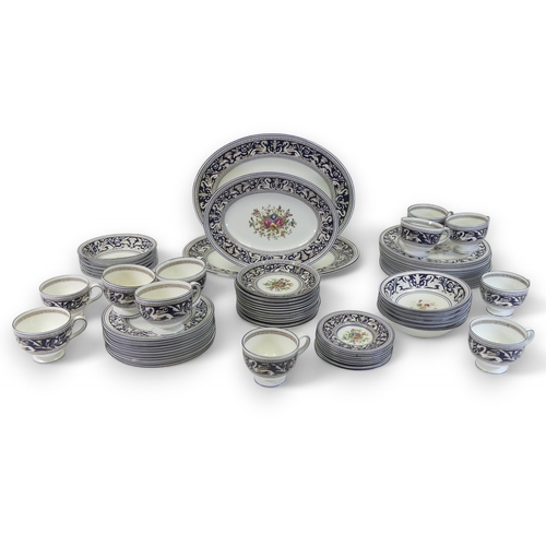 544 - An Extensive Wedgwood dark blue Florentine dinner, tea and coffee set, comprising large oval platter... 