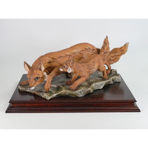 313 - Large Capodimonte, Italy, signed Edoardo Tasca. Porcelain figurine 'Living Sculpture' of Vixen and C... 