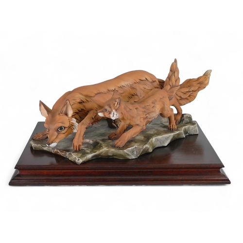 313 - Large Capodimonte, Italy, signed Edoardo Tasca. Porcelain figurine 'Living Sculpture' of Vixen and C... 