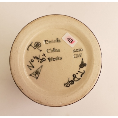 330 - Dennis China Works Lustre Lidded Pot 'Elephants' on black ground, elephant figured handle. 2010, des... 