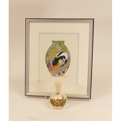 334 - Moorcroft Vase 'Froggies Fly' on cream ground designed by Kerry Goodwin(seconds) together with a fra... 