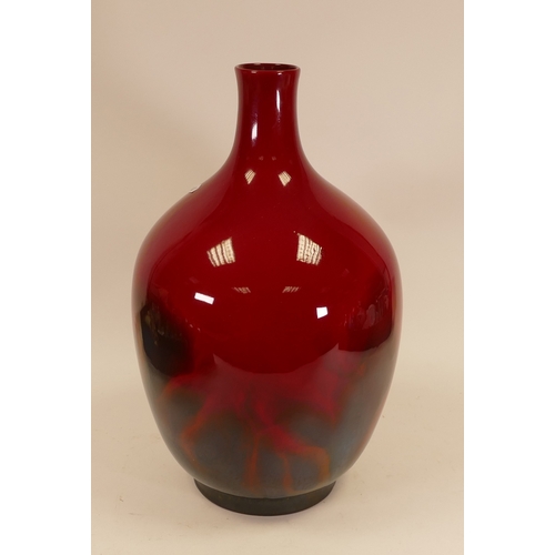 335 - Royal Doulton, Large Veined Flambe Bottle Vase. Shape number 1624. Height incl. base: 48cm