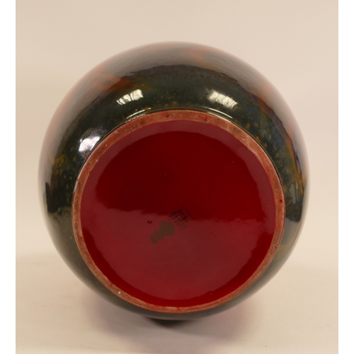 335 - Royal Doulton, Large Veined Flambe Bottle Vase. Shape number 1624. Height incl. base: 48cm