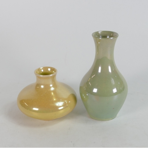 465 - Two William Moorcroft Yellow & Green Lustre Vases c.1930.