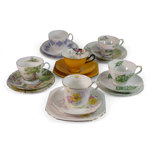 476 - A Selection of Shelley Trio's x6, including pattern No's & cup shapes, 0271 Bristol, 11582/32 Gainsb... 