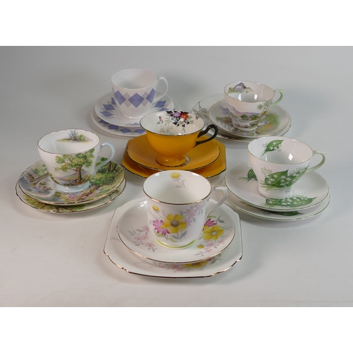 476 - A Selection of Shelley Trio's x6, including pattern No's & cup shapes, 0271 Bristol, 11582/32 Gainsb... 