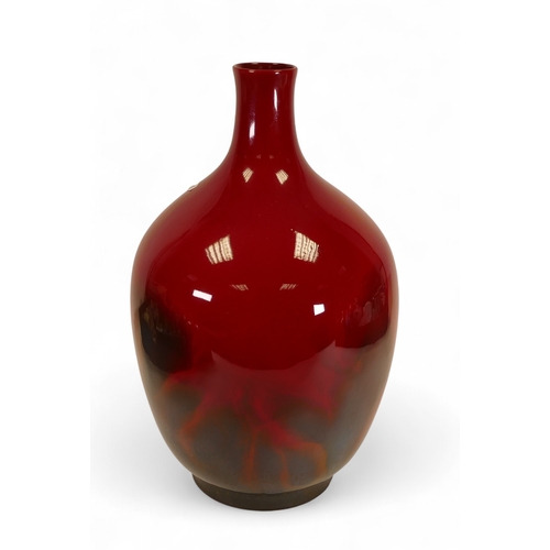335 - Royal Doulton, Large Veined Flambe Bottle Vase. Shape number 1624. Height incl. base: 48cm