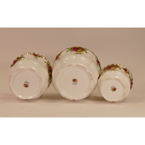 362 - Royal Albert 'Old Country Roses' a set of graduated sized footed Plant Pots; Tallest:-15cm (3)