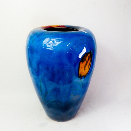 Large Poole tapering vase with inverted rim, Wild Poppy pattern, height ...