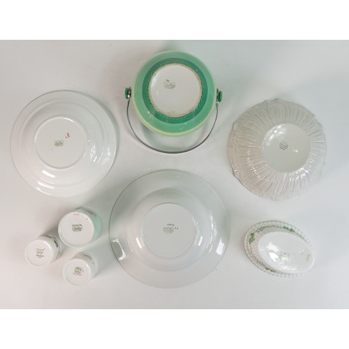 254 - Miscellaneous selection of Shelley Ware consisting of Harmony banded biscuit barrel in green, white ... 