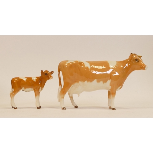 296 - Beswick, Guernsey cow 1248 and calf 1249A. (2)