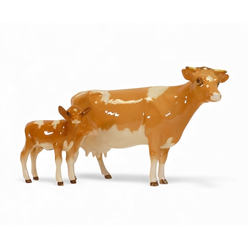 296 - Beswick, Guernsey cow 1248 and calf 1249A. (2)